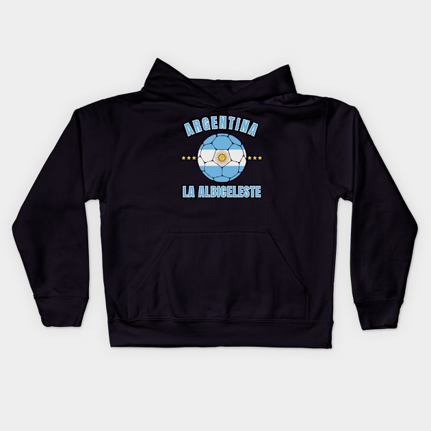 Argentina Football Ball Kids Hoodie by footballomatic